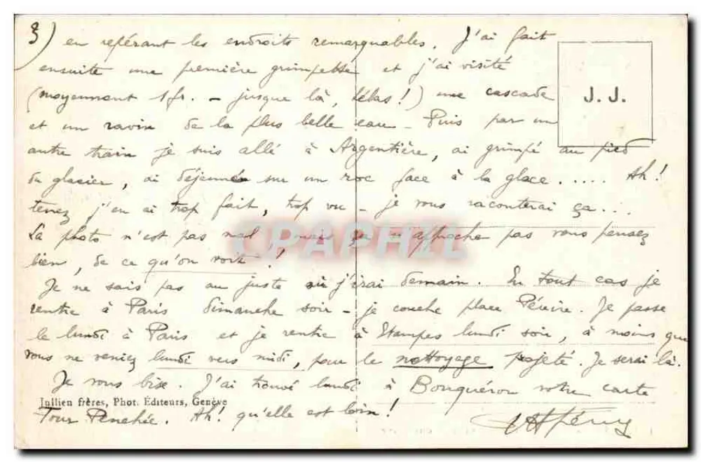 Argentière e o Monte Branco — J.J. 10553 - Verso