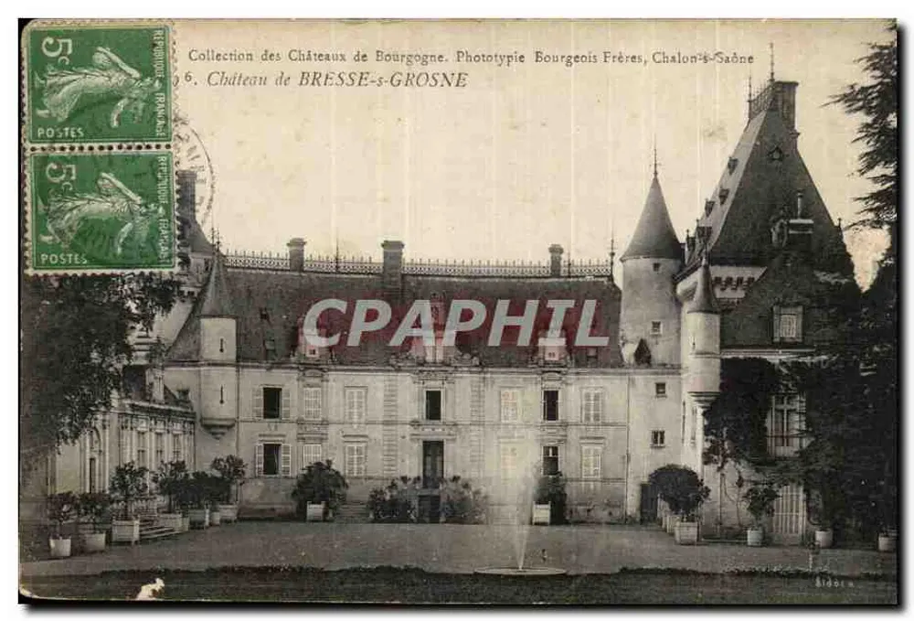 Castelo de Bresse-s-Grosne — Coleção dos Castelos da Borgonha — Fototipia Bourgeois Frères, Chalon-sur-Saône - Frente