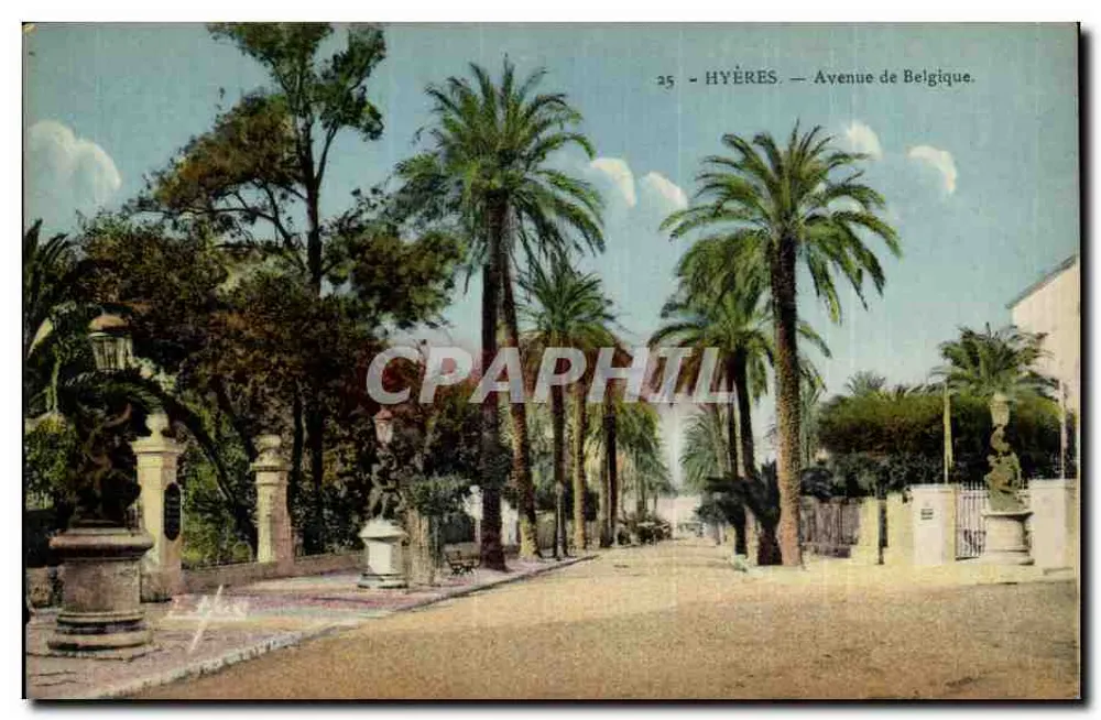 Hyères — Avenida da Bélgica — editor Hue, Hyères, n°25 - Frente