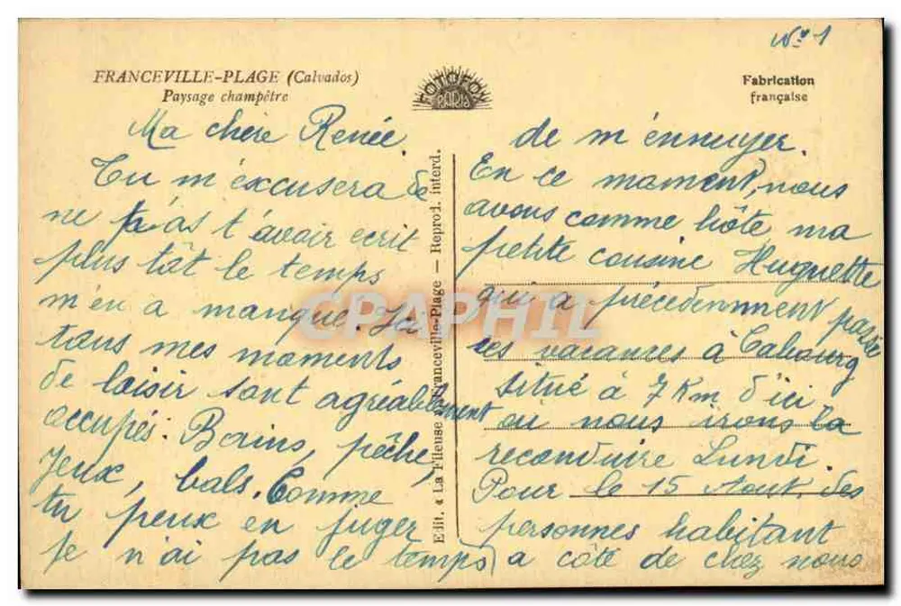 Franceville-Plage (Calvados) — Landschaftsbild — Édition Paris - Rückseite