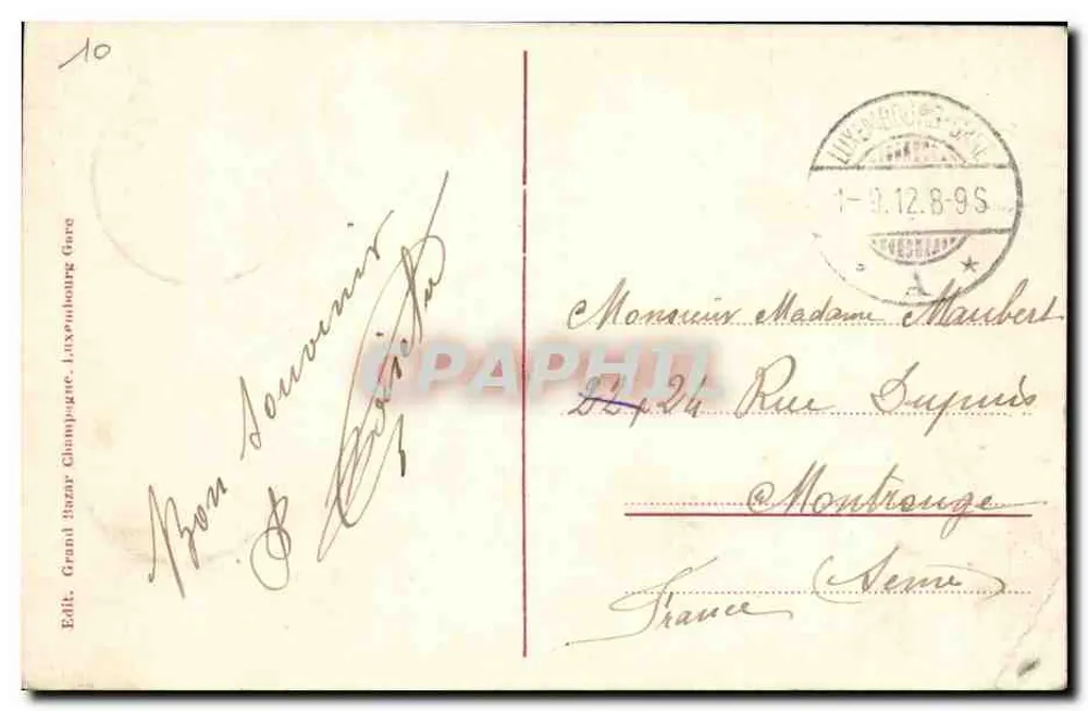 Luxemburg — Pont Adolphe und Passerelle — Verlag Grand Bazar, n°10 - Rückseite