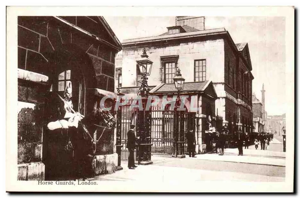 Horse Guards, London — Ansicht der Eingangstür mit Reiterwache — anonyme Karte - Vorderseite