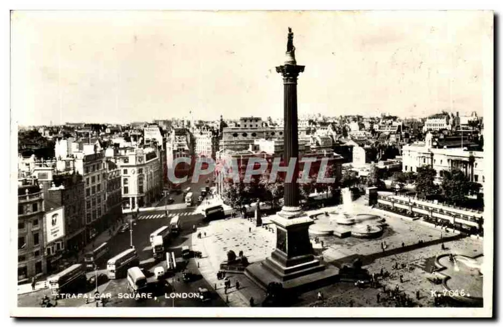 Trafalgar Square, London — Luftbild mit Nelsonsäule — Valentine's Card, Verlag Valentine & Sons Ltd., Nr. K.7046 - Vorderseite