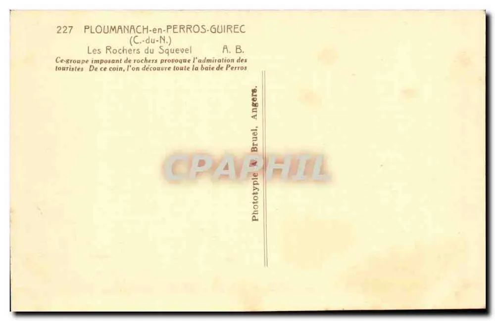 Les Rochers du Squevel — Ploumanach-en-Perros-Guirec (Côtes-d'Armor) — Fototipia A. Bruel, Angers - Verso