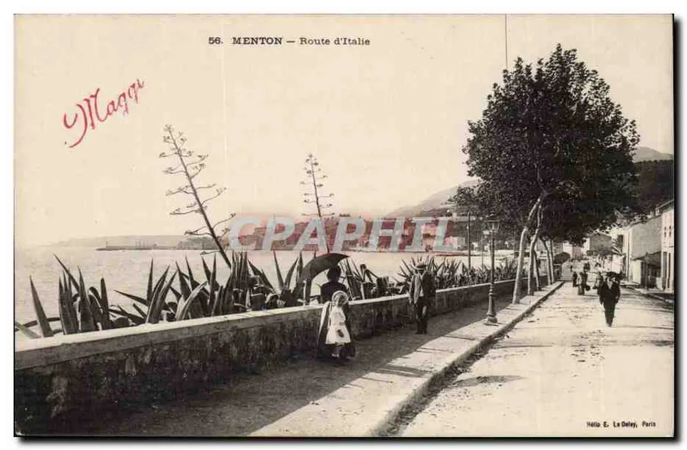 Menton — Rua da Itália — Hélio E. La Deley, Paris, n°56 - Frente
