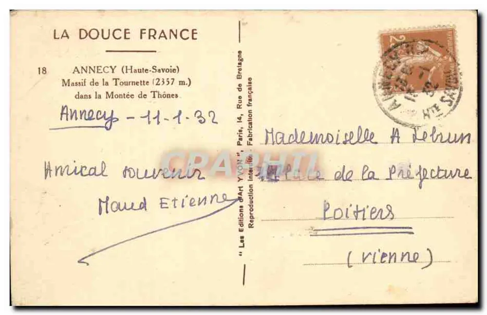Ski in den Alpen — Annecy (Haute-Savoie) — Les Éditions d'Art YVON, Paris - Rückseite