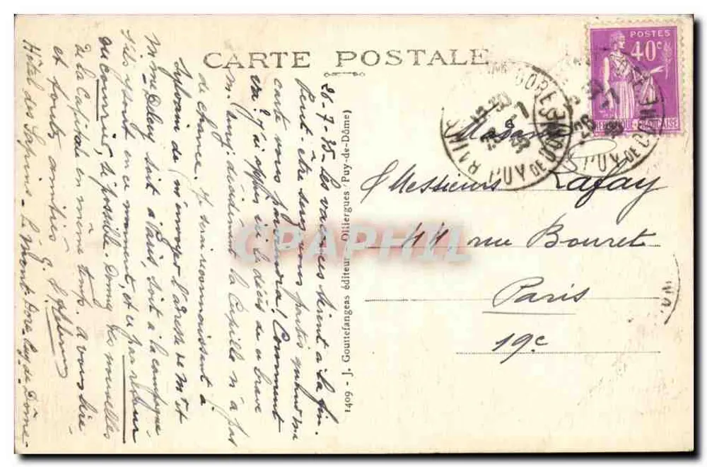 O Mont-Dore — Vista geral — J. Gountifanges, editor - Verso