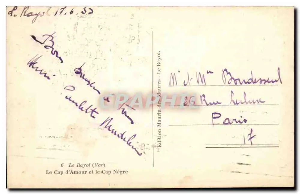 Le Rayol (Var) — Cap d'Amour e Cap Nègre — Edizione Maurin des Maures - Verso