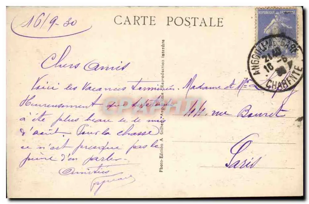 Angoulême - Le Rempart Desaix und die Kathedrale — A.G.A. - 490 - Rückseite