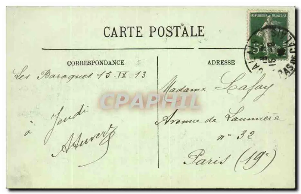 Calais — Denkmal für die Opfer des "Pluviose" — LL. n°209 - Rückseite