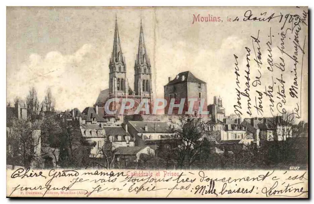 Moulin — Katedra i więzienie — E. Destrans, wydawca, nr 63157 - Awers