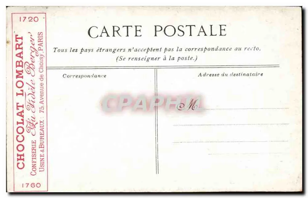 Dieppe — Ankunft des Dampfers aus New-Haven — Chocolat Lombart - Rückseite