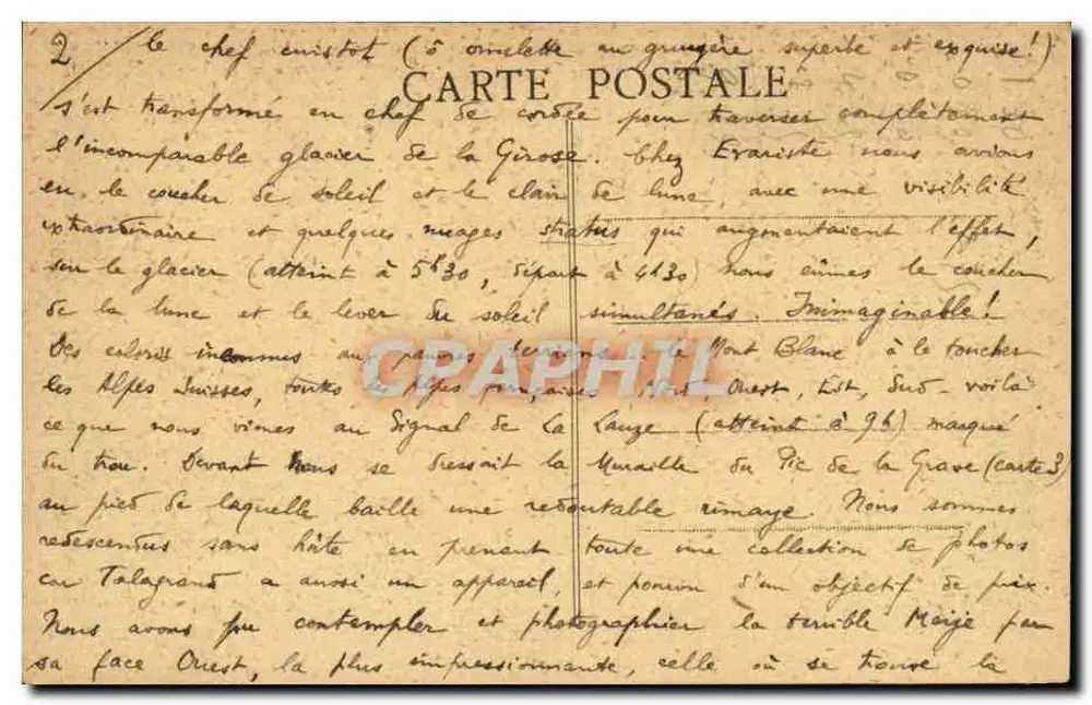 Douphine - Musett do Pelvoux - Glaciar da Girose — Vve Francon, editor - Verso