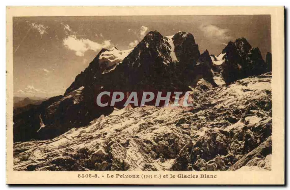 Le Pélvoux (1945 m.) e o Glaciar Branco — A. Horlier, Grenoble - Frente