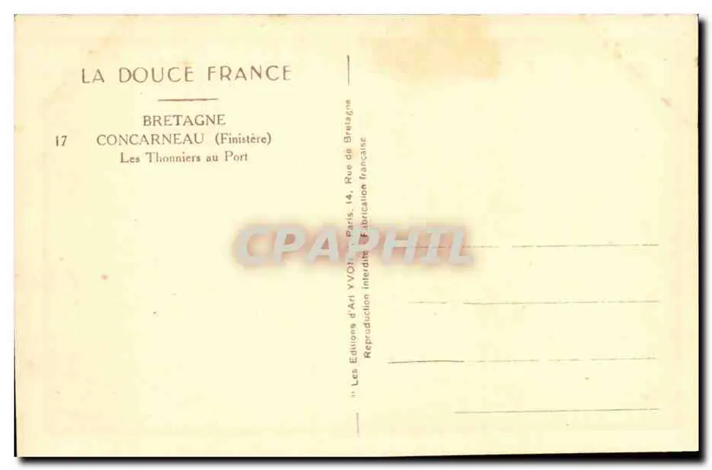 Les Thonnières en el Puerto — Concarnéau (Finistère) — Ediciones de Arte VVON - Reverso