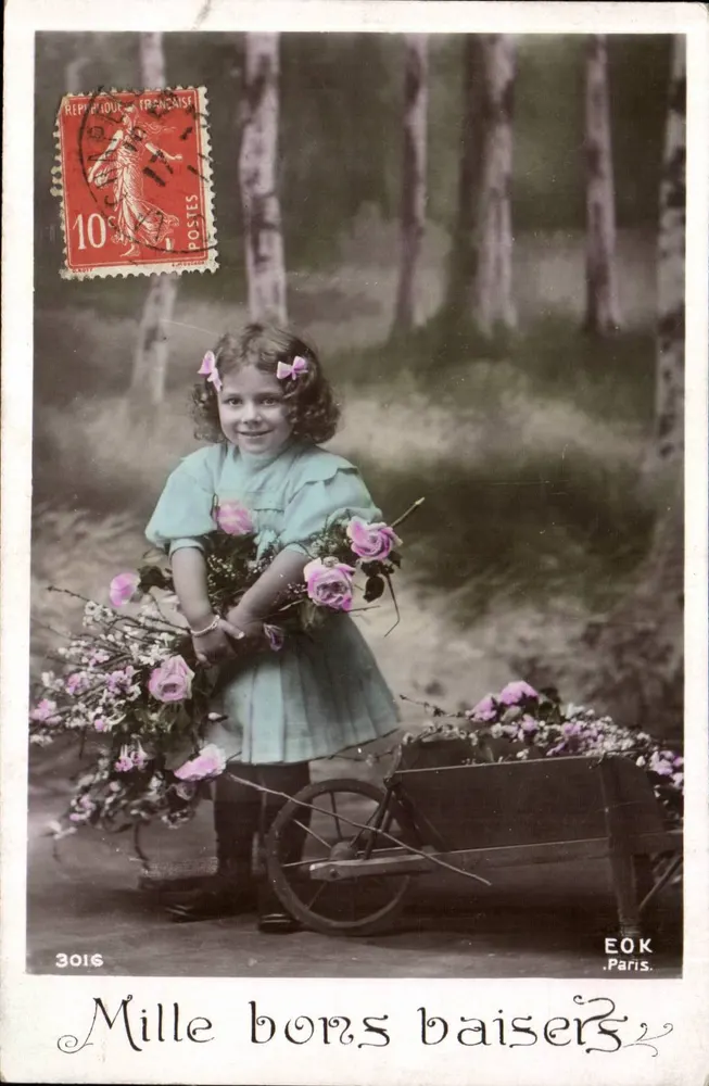 Mädchen mit Blumenwagen — EOK Paris — Nr. 3016 - Vorderseite