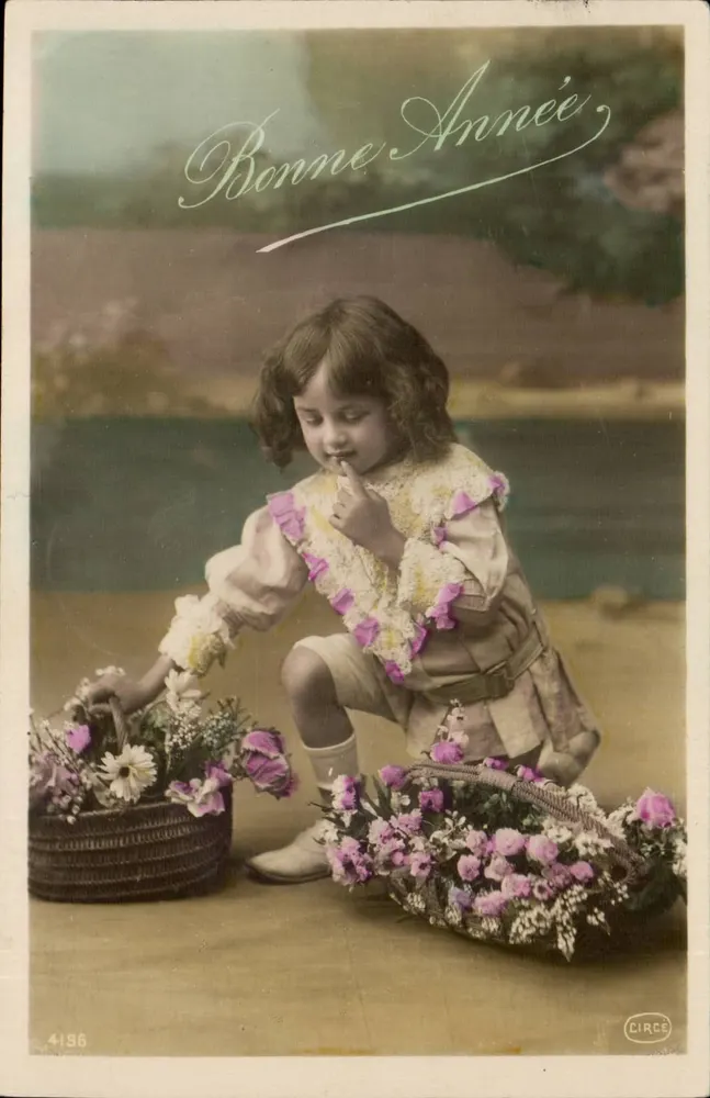 Mädchen mit Blumenkörben — Frohe Weihnachten — CIRCE n°4196 - Vorderseite