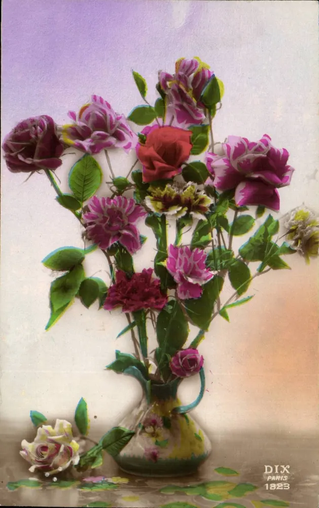 Arranjo de rosas e outras flores — DIX PARIS 1823 - Frente