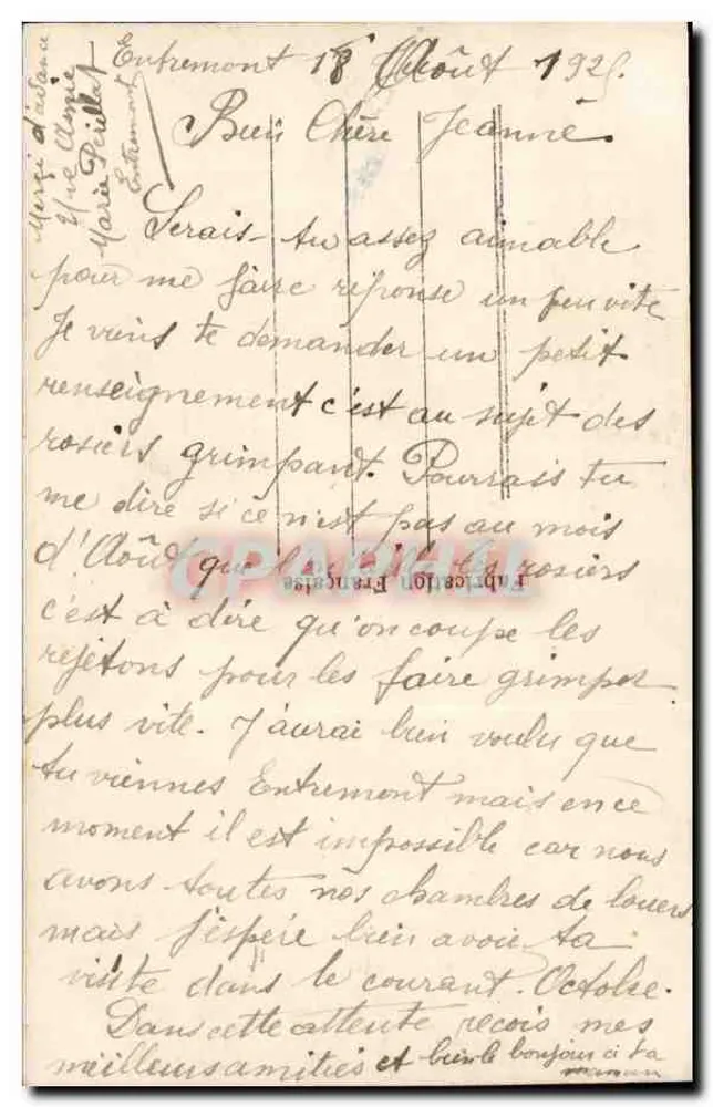 Arranjo de rosas e outras flores — DIX PARIS 1823 - Verso