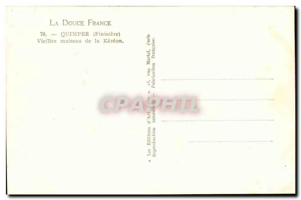 Quimper (Finistère) — Velhas casas da Kéréon — La Douce France, n°70 - Verso