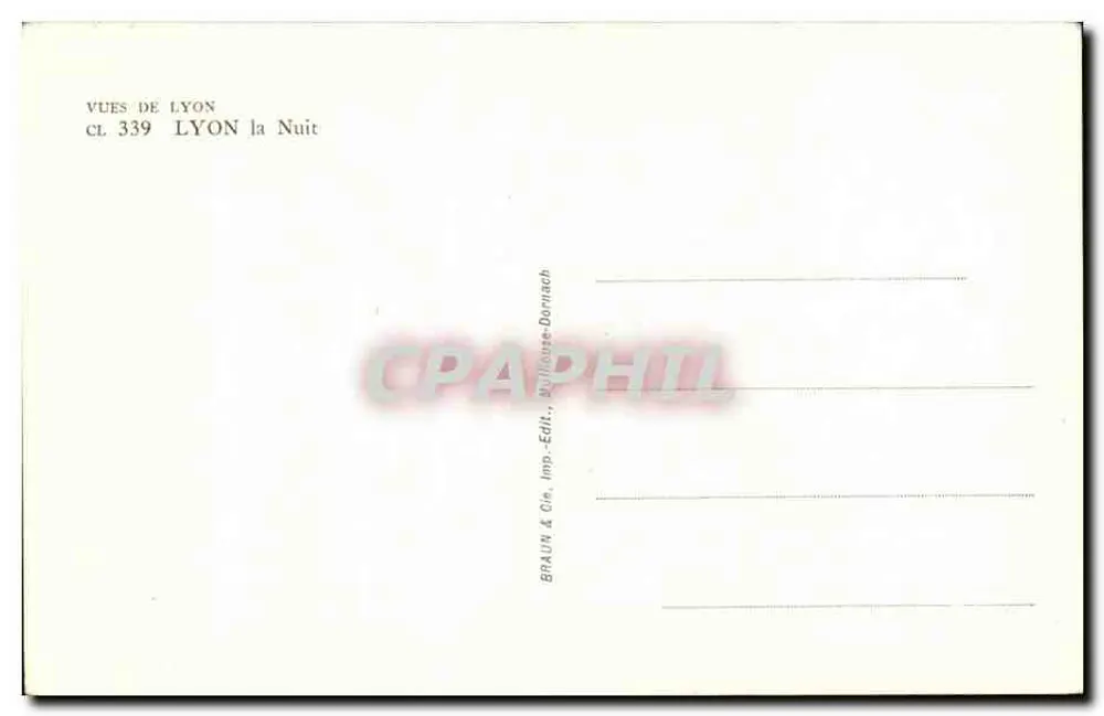 Lyon — Widok nocny z kościołem i wieżą — Widoki z Lyonu, cl. 339 - Rewers