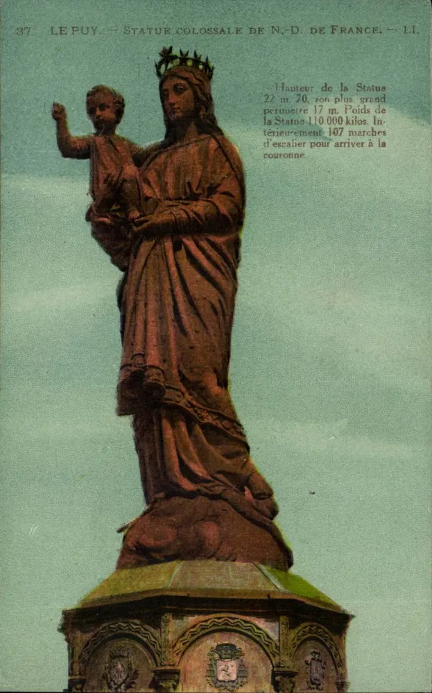 Le Puy — Kolossale Statue der Notre-Dame de France — Verlag LL Nr. 37 - Vorderseite