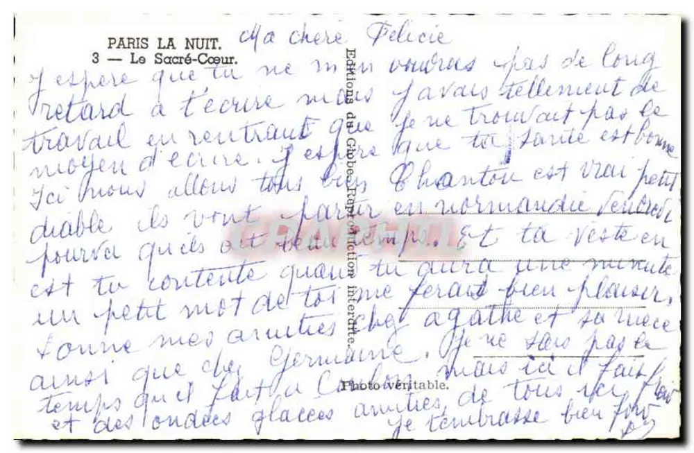 París de Noche — La Basílica del Sagrado Corazón — Ediciones del Globe - Reverso