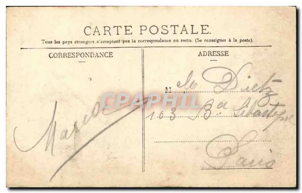 Le Tréport — Die alte Grès-Kreuz und die Rue de Paris — Verlag nicht sichtbar - Rückseite