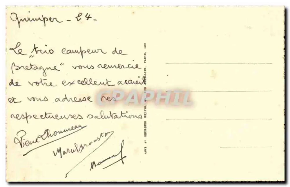 Quimper - Velhas casas de Locmaria — Bilhete postal antigo n°9, editor CRB - Verso