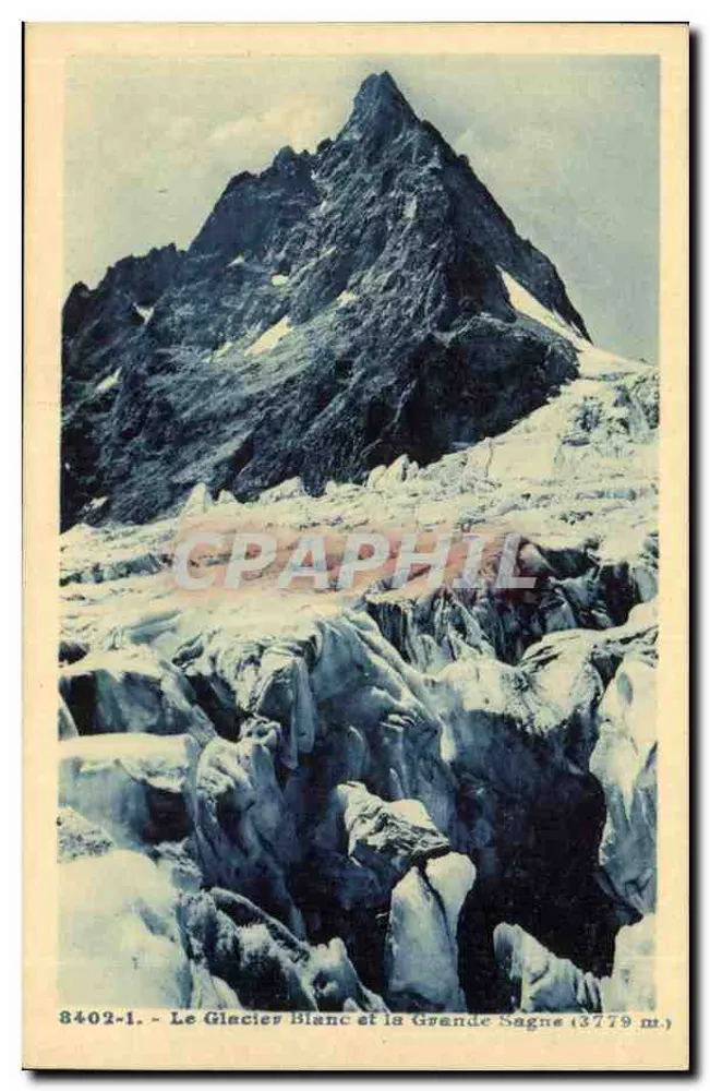 Der Weiße Gletscher und die Grande Sagne (3779 m.) — 8402-1 — A. Hourlier, 5, rue Grenoble, Grenoble - Vorderseite