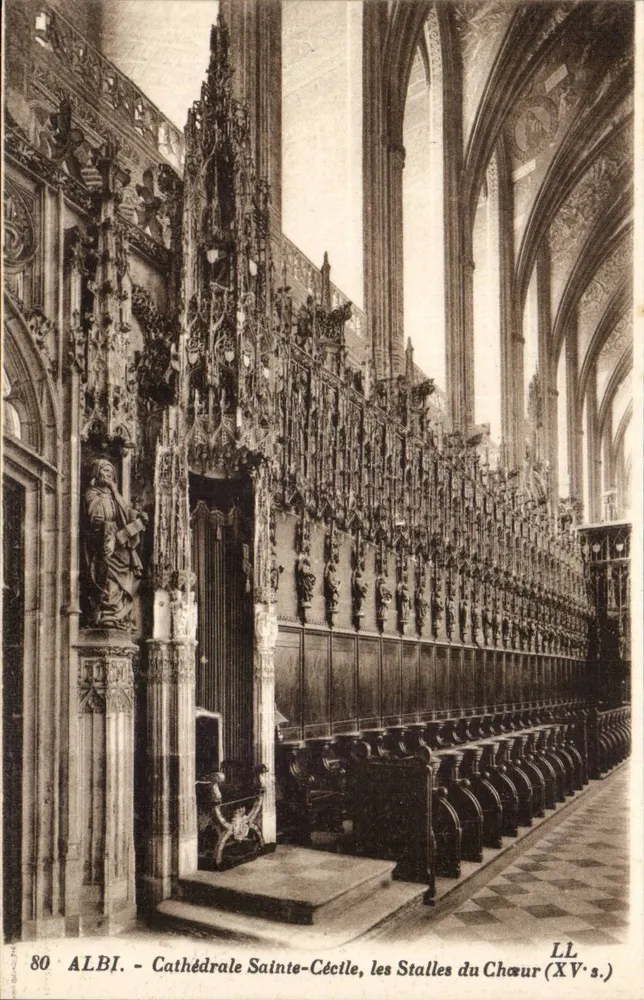 Albi - Kathedrale Sainte-Cécile, die Chorbanken (15. Jahrhundert) - Vorderseite