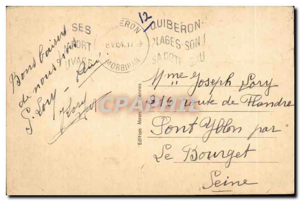 Estátua de Nossa Senhora de Ste-Anne-d'Auray — editor Loir, n° 1426 - Verso