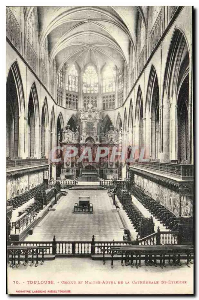 Toulouse - Chor und Hochaltar der Kathedrale Saint-Étienne — Phototypie Lassuche, Toulouse, Nr. 70 - Vorderseite
