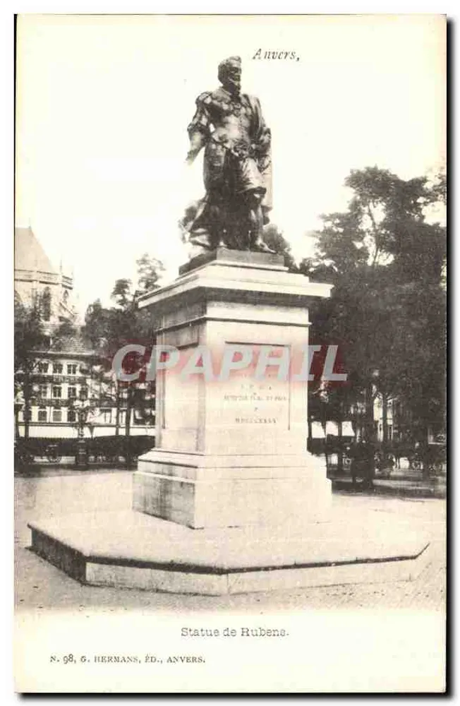 Estátua de Rubens — Anvers — Hermanns, Éd., Anvers, N. 98 - Frente