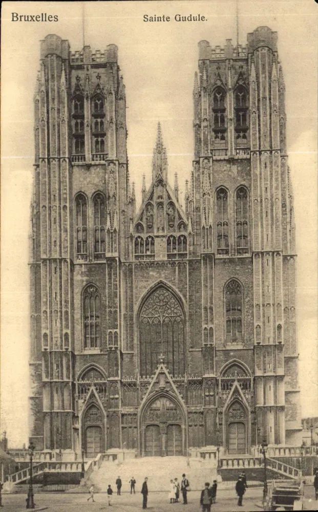 Brüssel - Saint Gudule — Ansicht der gotischen Fassade - Vorderseite