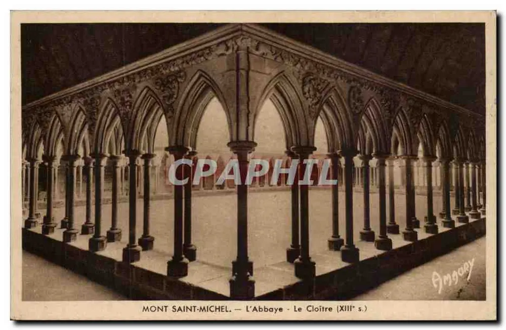 Monte Santo-Michel — A Abadia - O Cloister (século XIII) — Amgouey - Frente