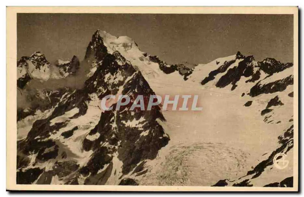 Die Écrins (4.103 m.) und der Weiße Gletscher von den Agneaux (3.660 m.) gesehen — Edition Vve Francion Briançon - Vorderseite