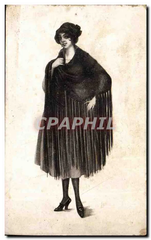 Mujer con chal de encaje — ilustración — editor italiano, n° 7041 - Anverso