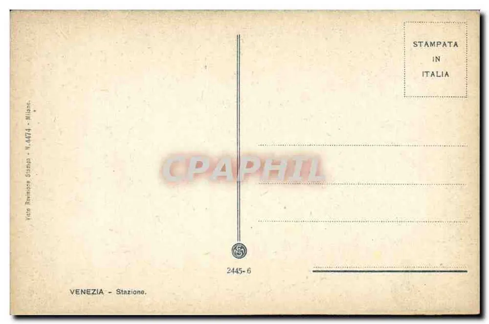 Venedig - Bahnhof — Ansicht der Gondel auf dem Kanal — Verlag Vico Rotazione Stampa, Mailand, Nr. 2445-6 - Rückseite