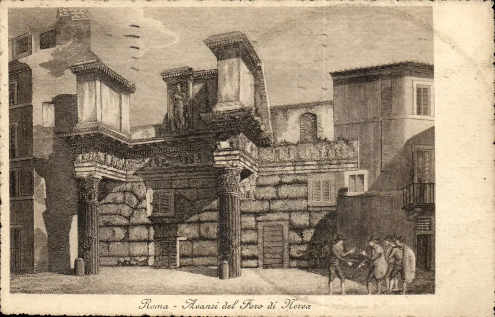 Roma - Ruinen des Forums von Nerva — historische Gravur — G.M.R. - Vorderseite