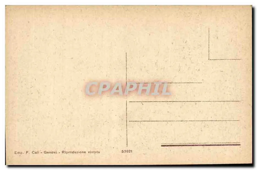 Genua - Municipale Bäder — Ansicht der öffentlichen Bäder und des Hafens — Verlag F. Cali, Nr. 53621 - Rückseite