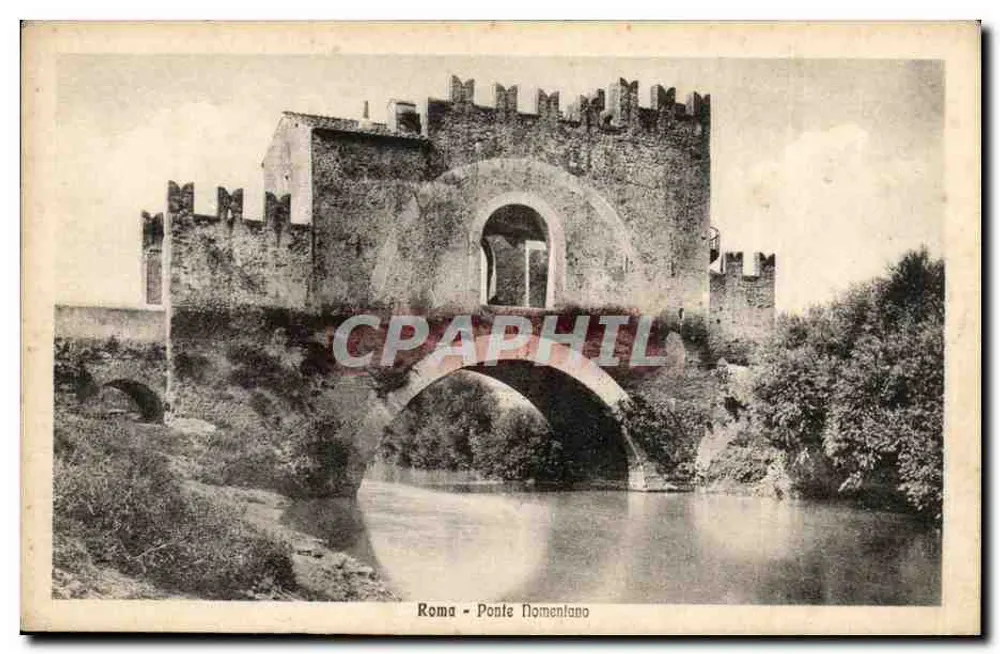 Roma - Ponte Nomentano — vue du pont en pierre avec tours crénelées — éditeur IPA CT, n° 3574 - Recto