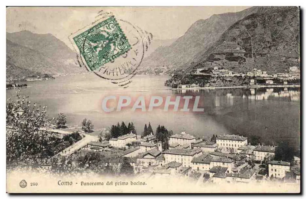 Como - Panorama des ersten Sees — Verlag Brunner & C., Nr. 280 - Vorderseite