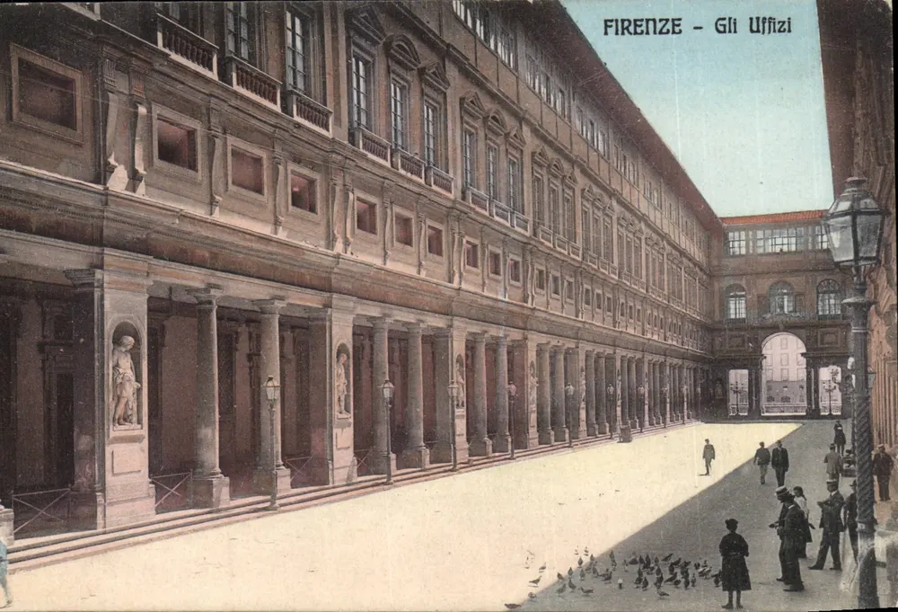 Florenz - Die Uffizi - Ansicht des Hofes - Nr. 4012 - Vorderseite