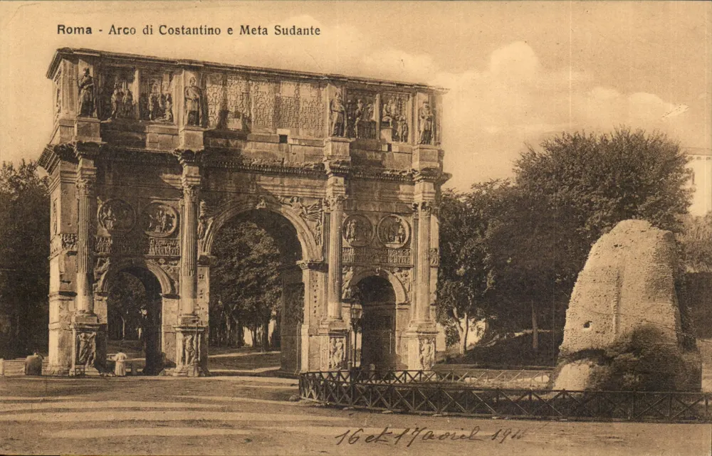 Rom - Bogen des Konstantin und Meta Sudans — Verleger Fototipia Alterocca, Terni, Nr. 156 - Vorderseite