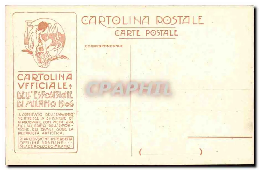 Pulvinare dell'Arena — Ausstellung von Mailand 1906 — Pilade Rocco & C. Milano, N°16 - Rückseite