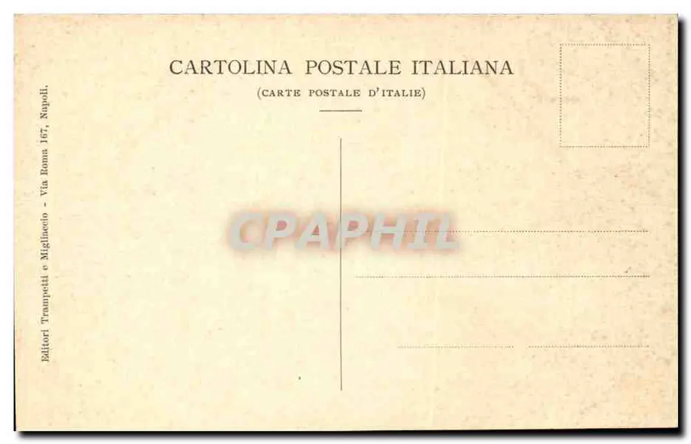 NAPOLI - Piazza Municipio — Ansicht der Piazza mit dem Vesuv im Hintergrund — Verlag Editori Trampeci e Migliaccio, Nr. 188-A - Rückseite