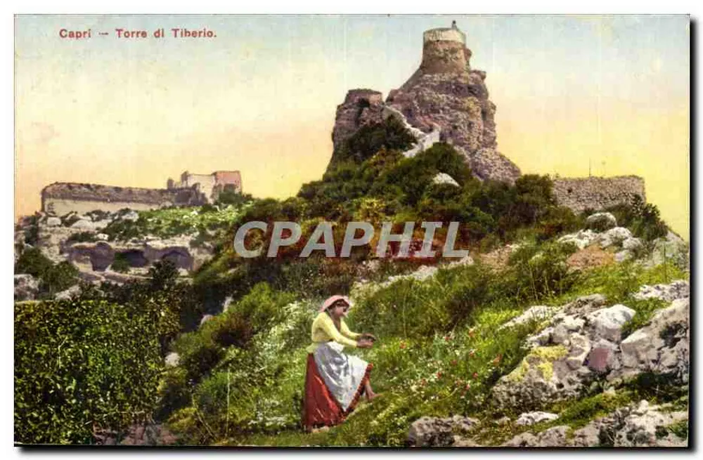 Capri — Turm von Tiberius — Verleger Tramonti & Migliaccio, Neapel - Vorderseite