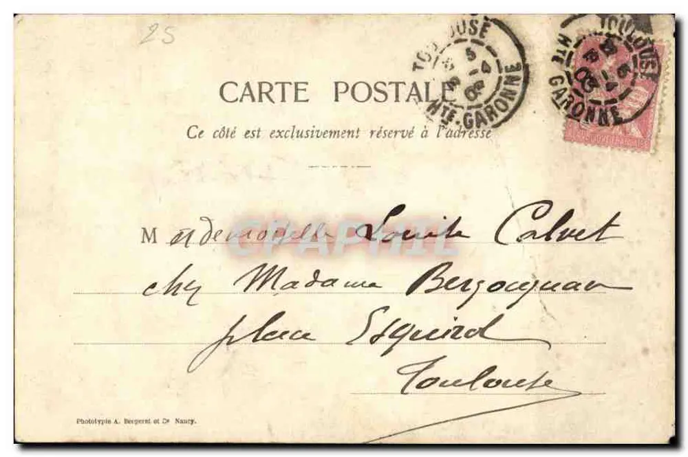 Femme en dentelle — Les Dentelles — Phototypie A. Bergeret & Cie, Nancy - Rückseite