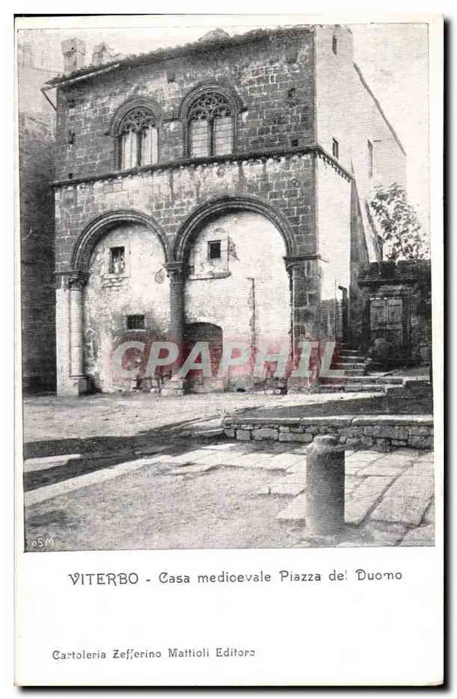 Viterbo - Mittelalterliches Haus Piazza del Duomo — Cartolera Zefferino Mattioli Editori - Vorderseite